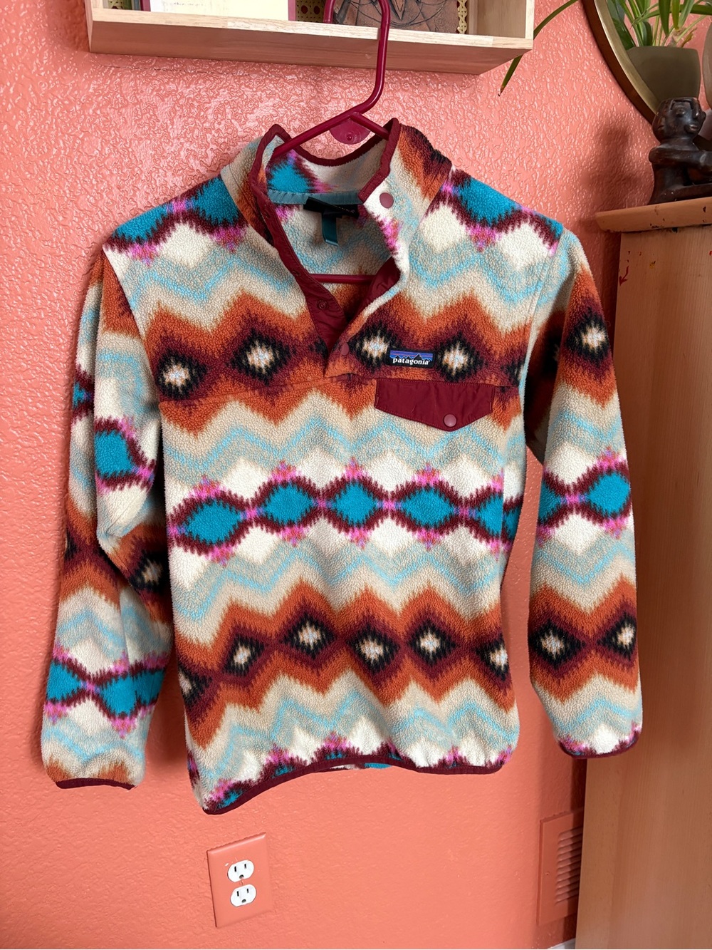 Patagonia Fleece Pullover in Turquoise, Rust, Cream, Burgundy